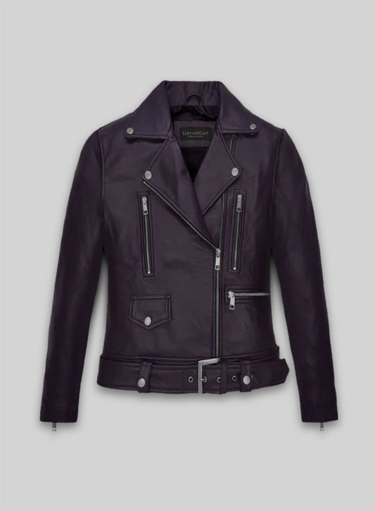 Alicia Vikander Black Leather Jacket – front view