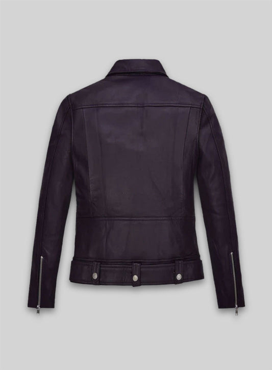 Alicia Vikander Black Leather Jacket – back view