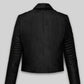 Amanda Seyfried Black Biker Leather Jacket – back view