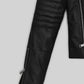 Amanda Seyfried Black Biker Leather Jacket – close-up and worn views