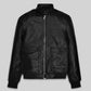 Andrew Garfield The Tonight Show Black Leather Jacket – front view
