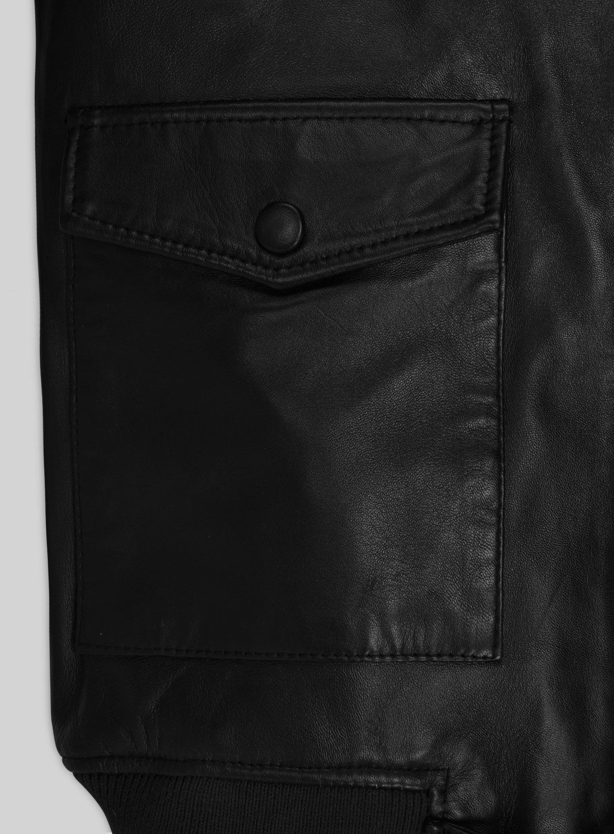 Andrew Garfield The Tonight Show Black Leather Jacket – close-up detail of leather and stitching