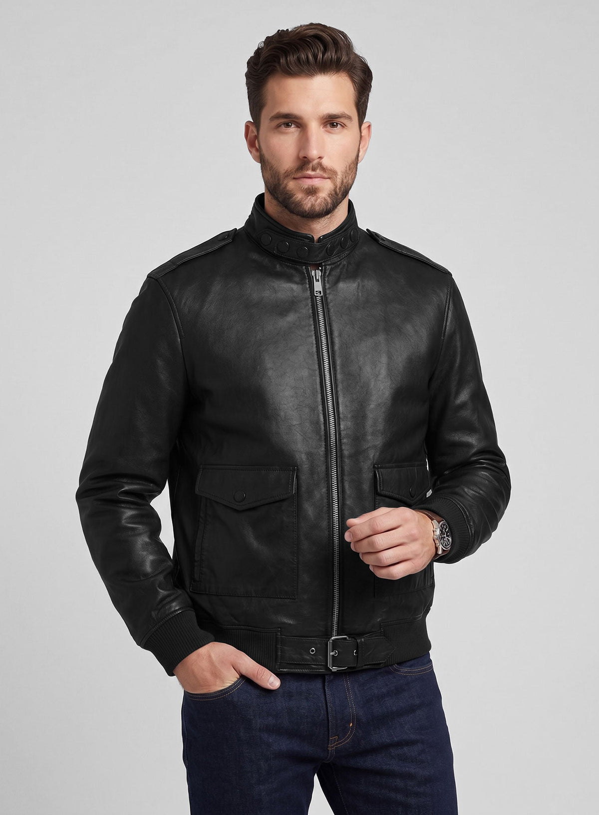 Andrew Garfield The Tonight Show Black Leather Jacket – worn look