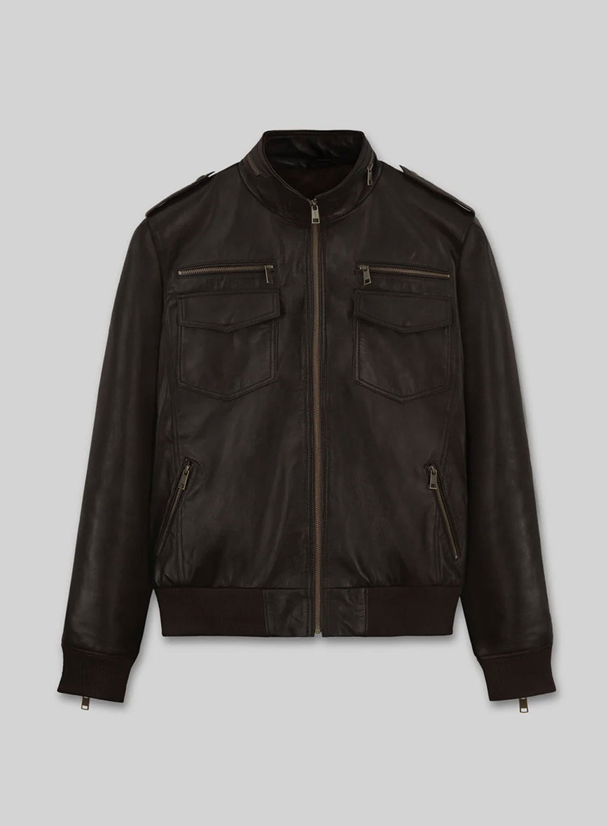 Andy Samberg Brooklyn Nine-Nine Dark Brown Leather Jacket – front view
