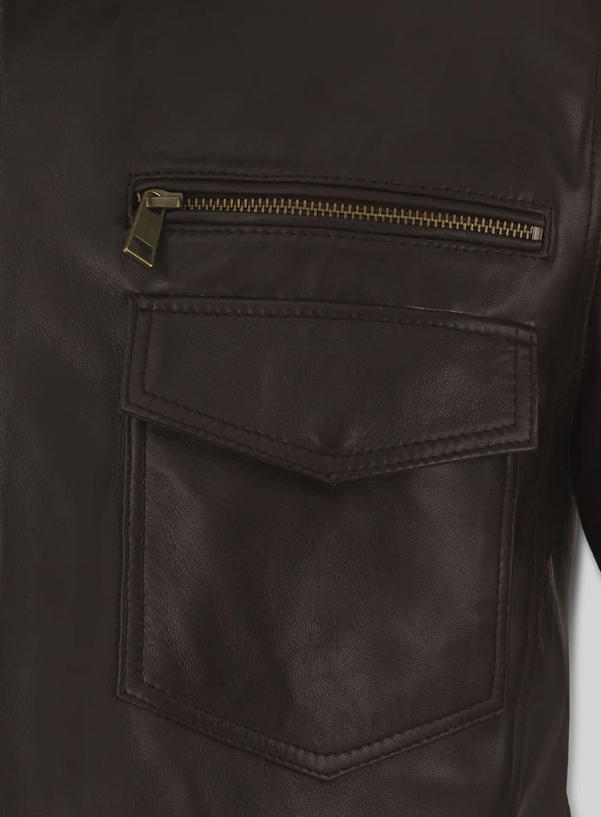 Andy Samberg Brooklyn Nine-Nine Dark Brown Leather Jacket – full product view