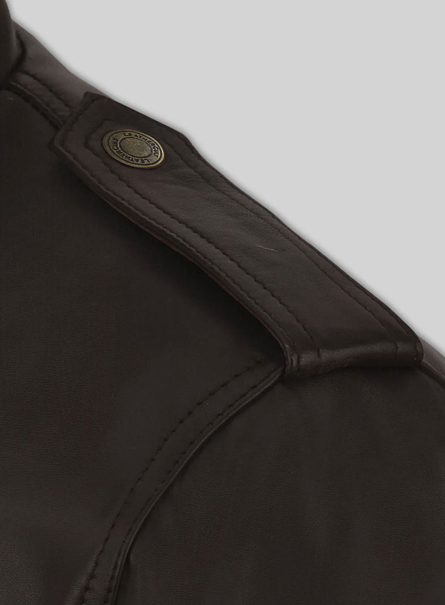 Andy Samberg Brooklyn Nine-Nine Dark Brown Leather Jacket – full product view