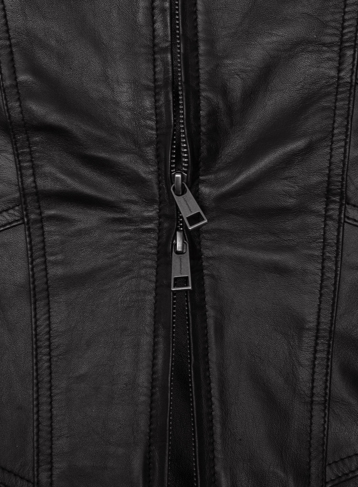 Angelina Jolie Black Leather Jacket – close-up and worn views