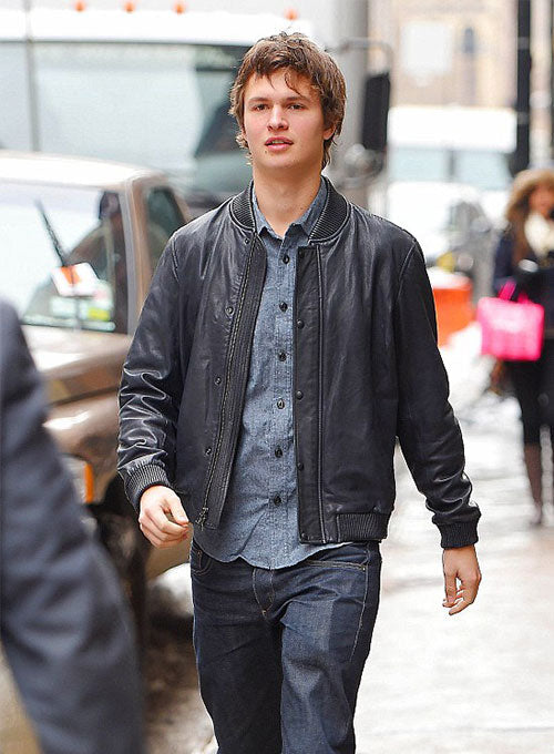 Ansel Elgort Black Leather Jacket – Ansel Elgort celebrity photo in The Fault in Our Stars