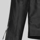 Ansel Elgort Black Biker Leather Jacket – close-up and worn views