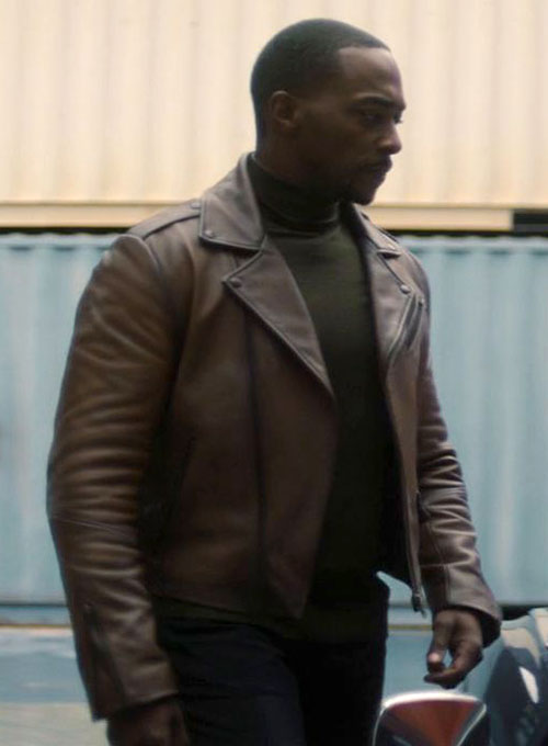Anthony Mackie Falcon and The Winter Solider Black Leather Jacket – Anthony Mackie wearing the look, photo 3