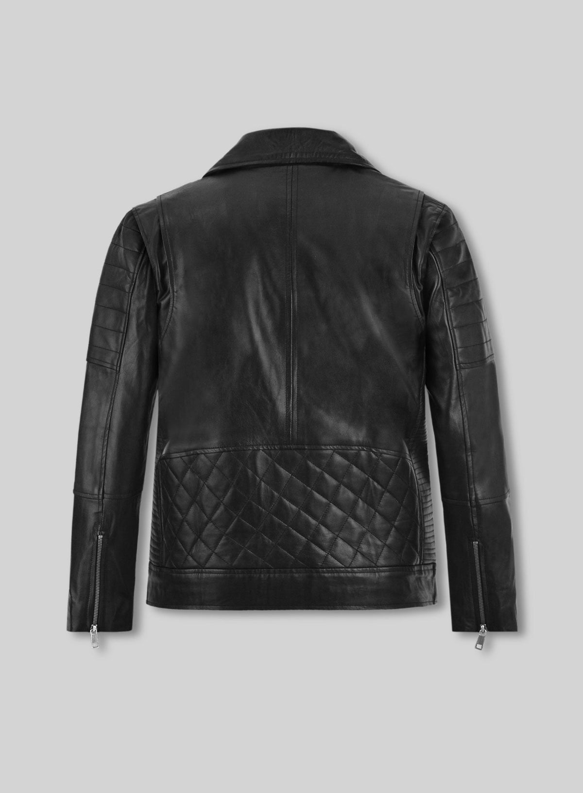 Antonio Banderas Madrid Black Biker Leather Jacket – back view