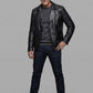 Antonio Banderas Madrid Black Biker Leather Jacket – worn look
