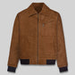 Armie Hammer Man from U.N.C.L.E. Tan Bomber Leather Jacket – front view