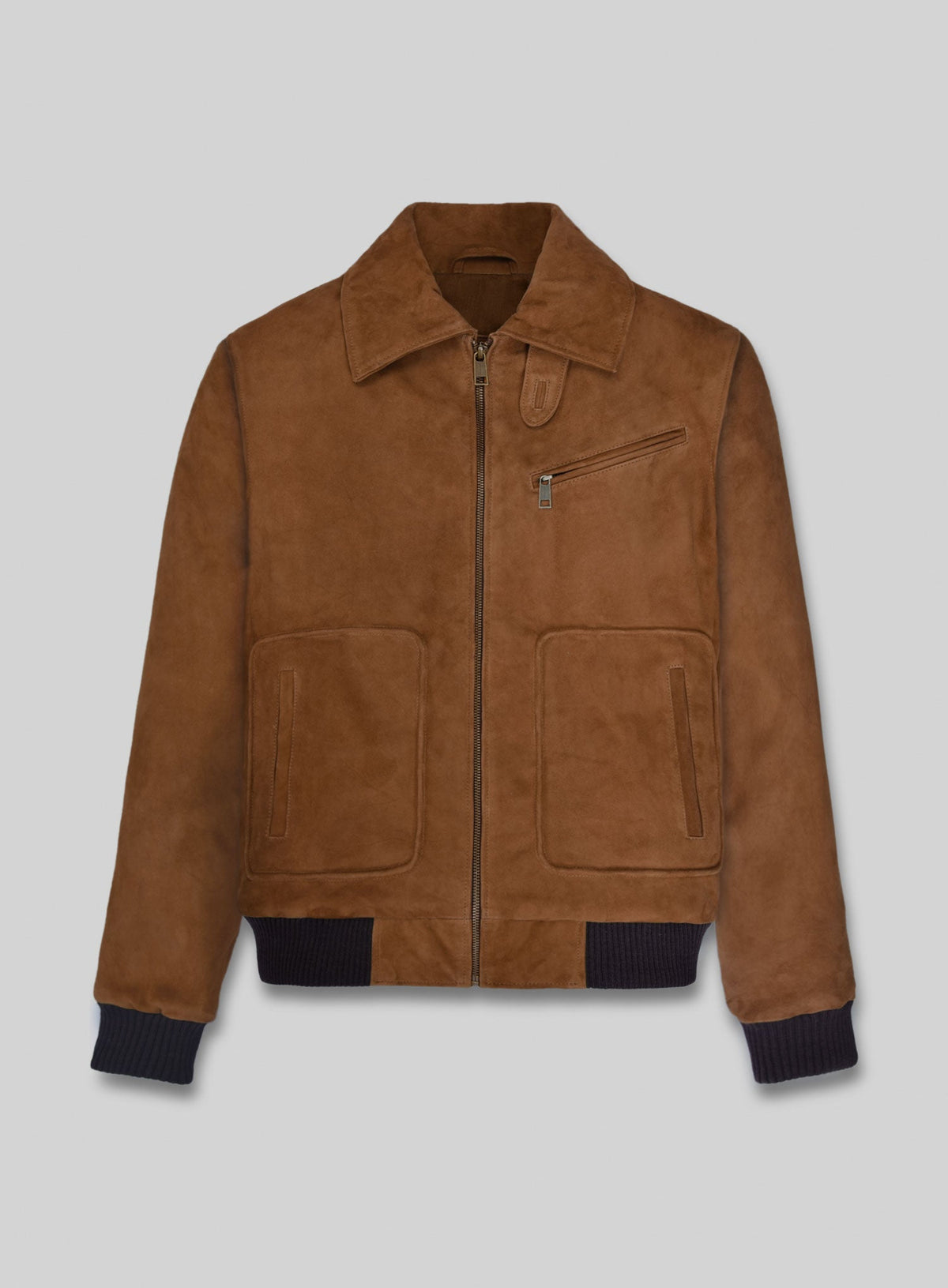 Armie Hammer Man from U.N.C.L.E. Tan Bomber Leather Jacket – front view