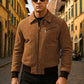 Armie Hammer Man from U.N.C.L.E. Tan Bomber Leather Jacket – worn look