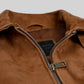Armie Hammer Man from U.N.C.L.E. Tan Bomber Leather Jacket – close-up detail of leather and stitching