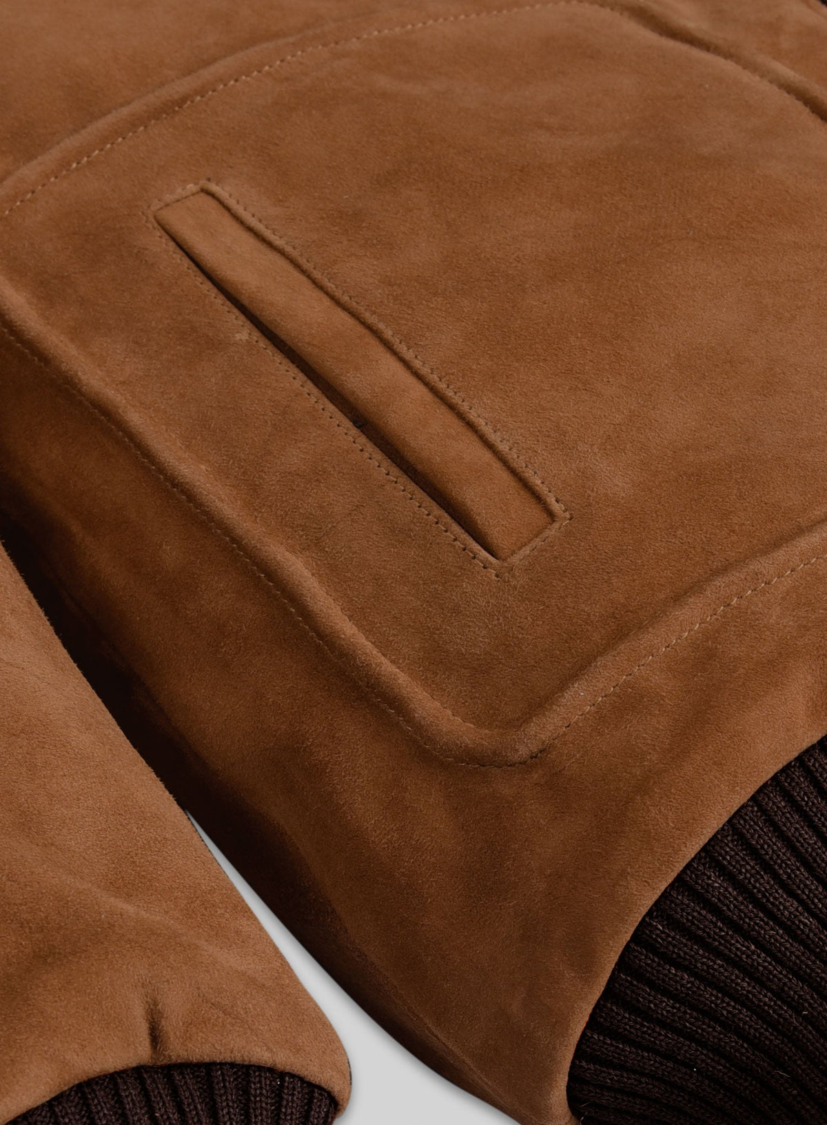 Armie Hammer Man from U.N.C.L.E. Tan Bomber Leather Jacket – full product view