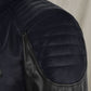 Batman Begins Christian Bale Navy Leather Jacket in dark navy – worn look