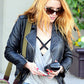 Bella Thorne Black Leather Jacket – close-up and worn views