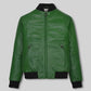 Ben Affleck Green Leather Jacket – front view