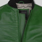 Ben Affleck Green Leather Jacket – close-up detail of hardware and pockets