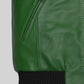 Ben Affleck Green Leather Jacket – close-up detail of leather and stitching