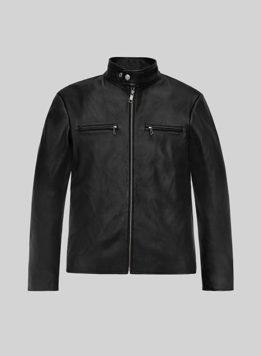 Ben Affleck Santa Monica Black Leather Jacket – front view
