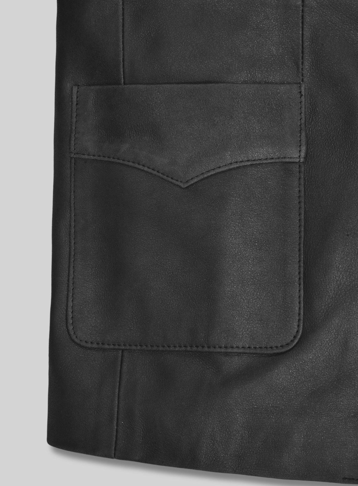 Ben Stiller Along Came Polly Black Leather Blazer – close-up detail of hardware and pockets