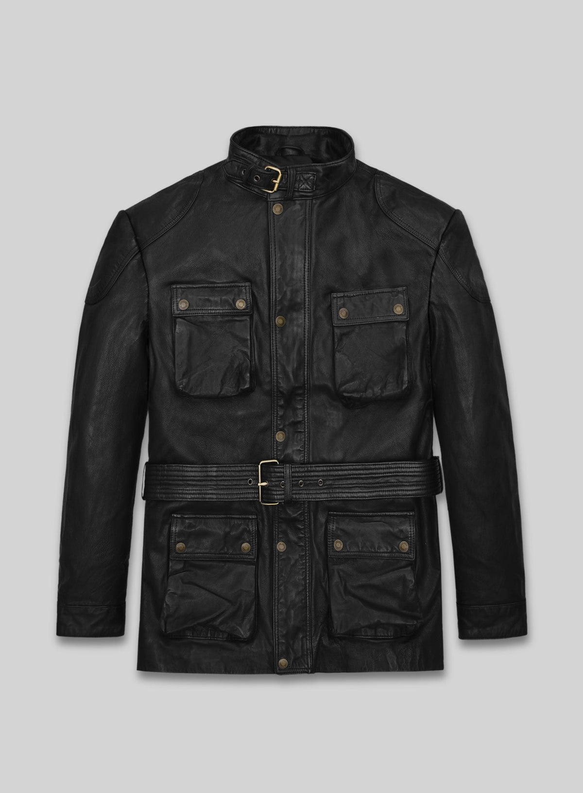 Benjamin Button Black Leather Jacket – front view