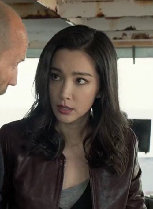 Bingbing Li The Meg Black Leather Jacket – close-up and worn views
