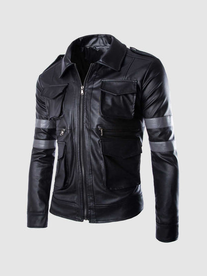 Black Jacket with Gray Stripes
