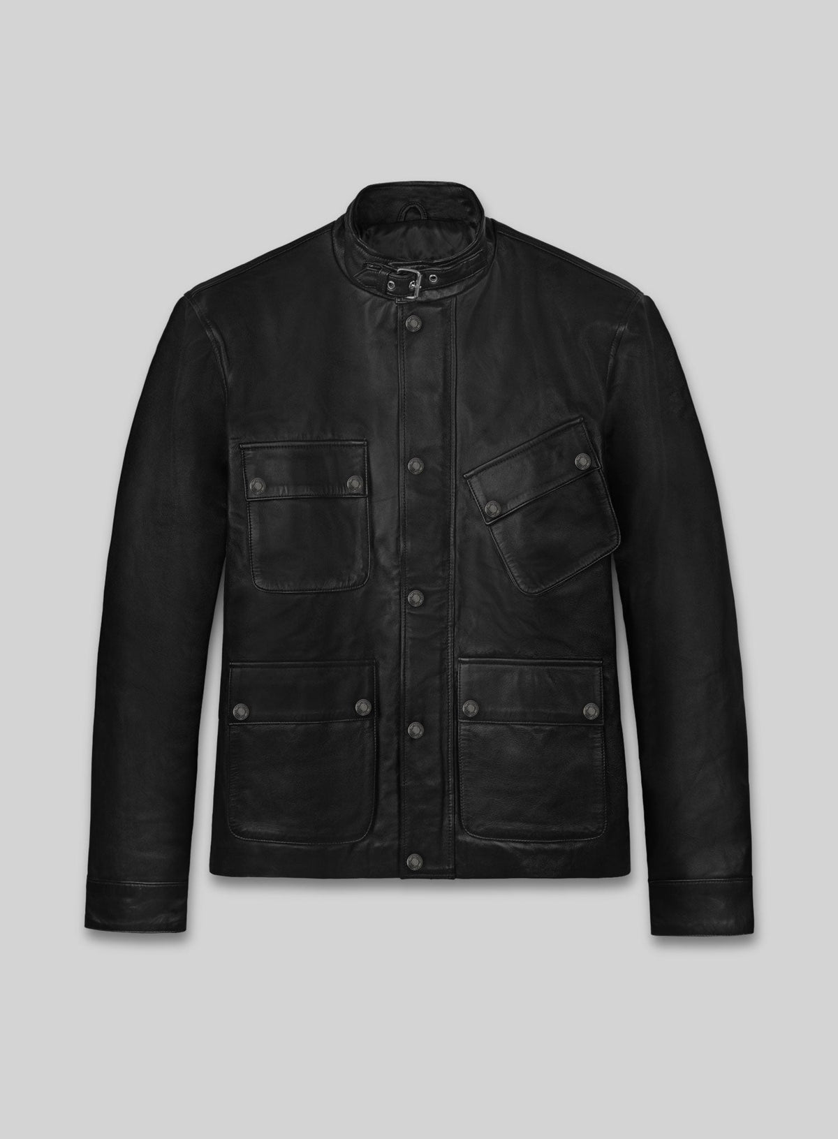 Blitz Jason Statham Black Leather Jacket – front view