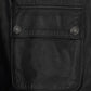 Blitz Jason Statham Black Leather Jacket – close-up detail of leather and stitching