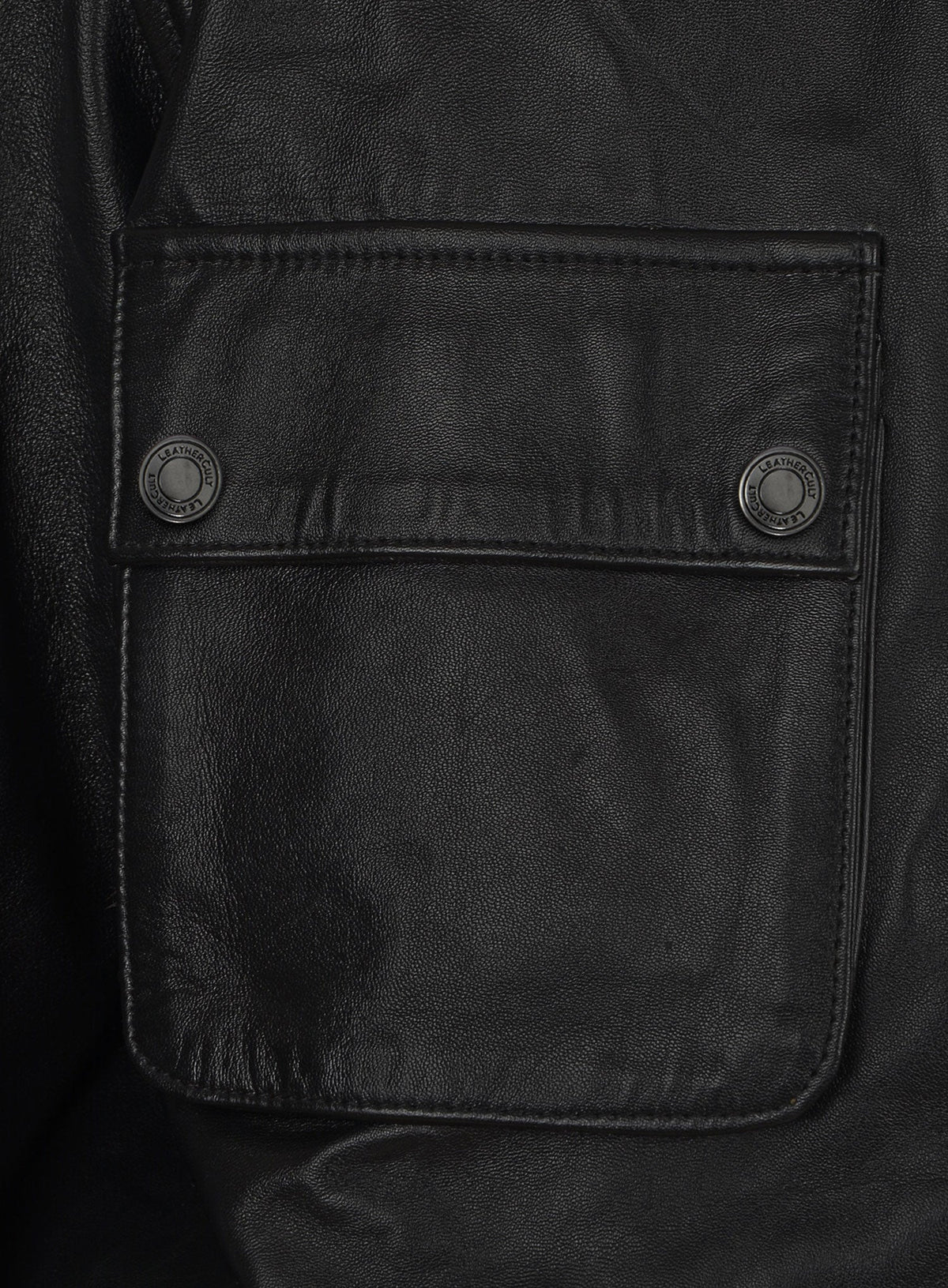 Blitz Jason Statham Black Leather Jacket – close-up detail of leather and stitching