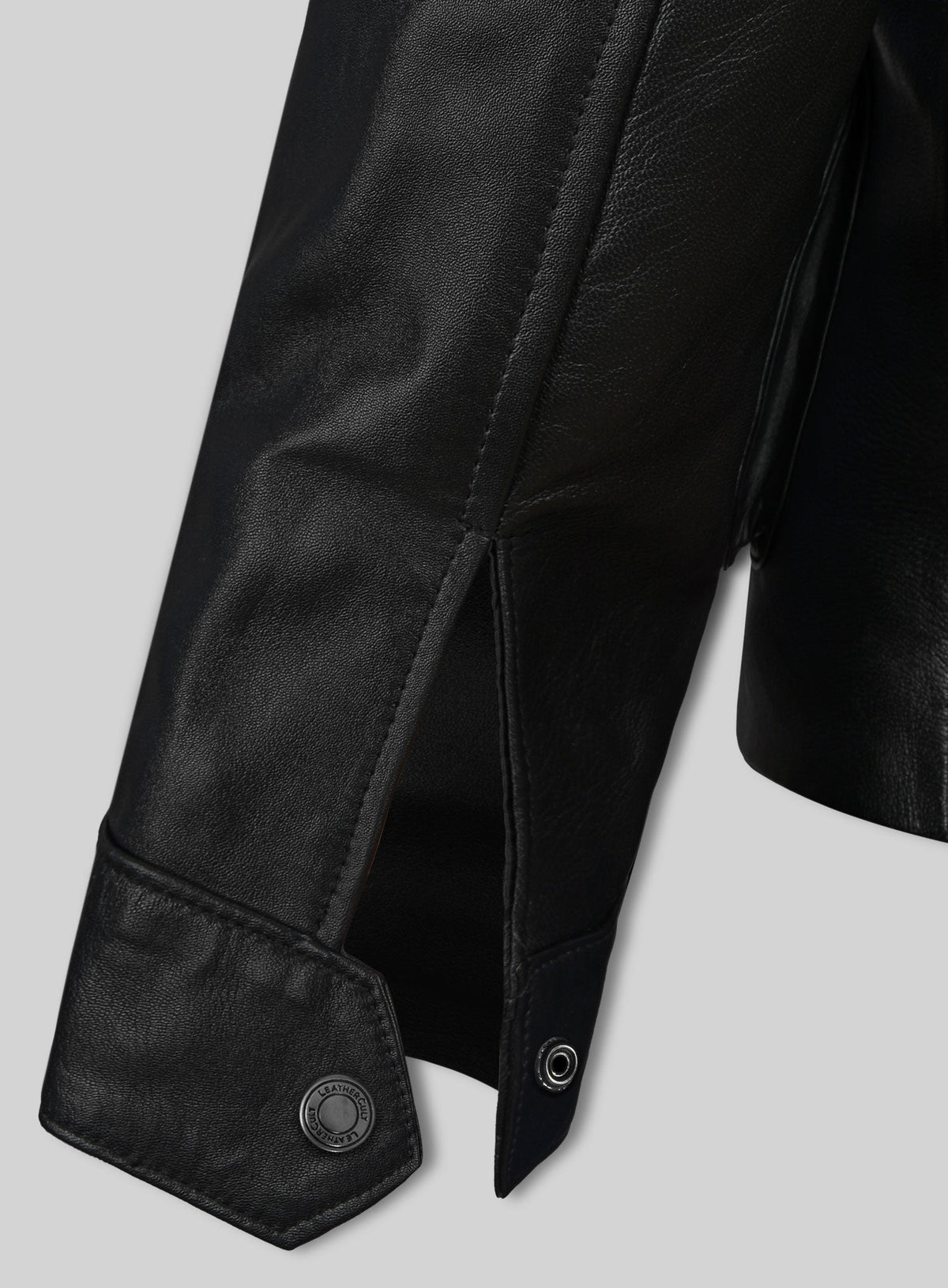 Blitz Jason Statham Black Leather Jacket – close-up and worn views