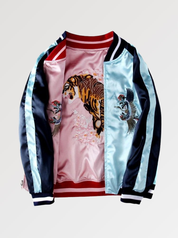 Blue and Pink Reversible Sukajan Jacket 'Kawagoe' - Sublimation Jacket ( Recreated Edition )