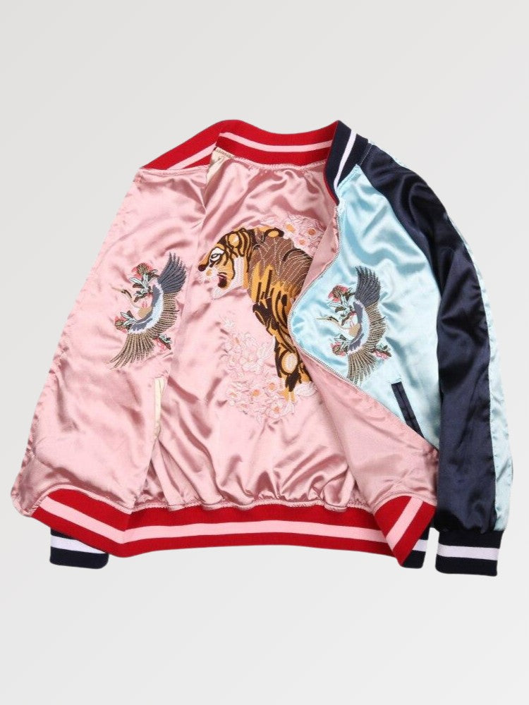 Blue and Pink Reversible Sukajan Jacket 'Kawagoe' - Sublimation Jacket ( Recreated Edition )