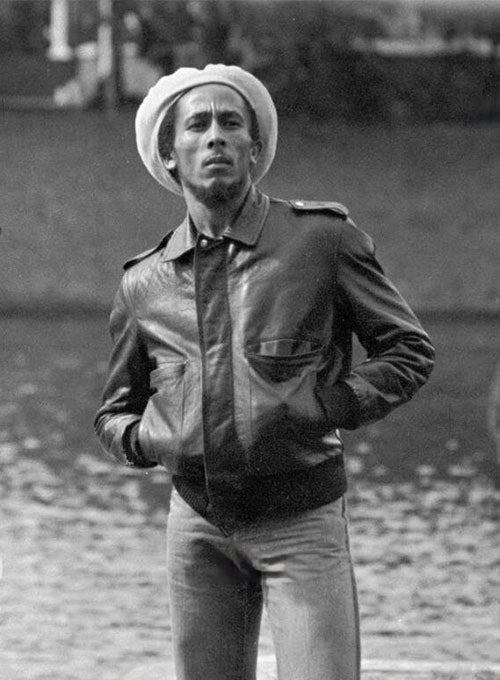 Bob Marley Black Bomber Leather Jacket – Bob Marley celebrity photo