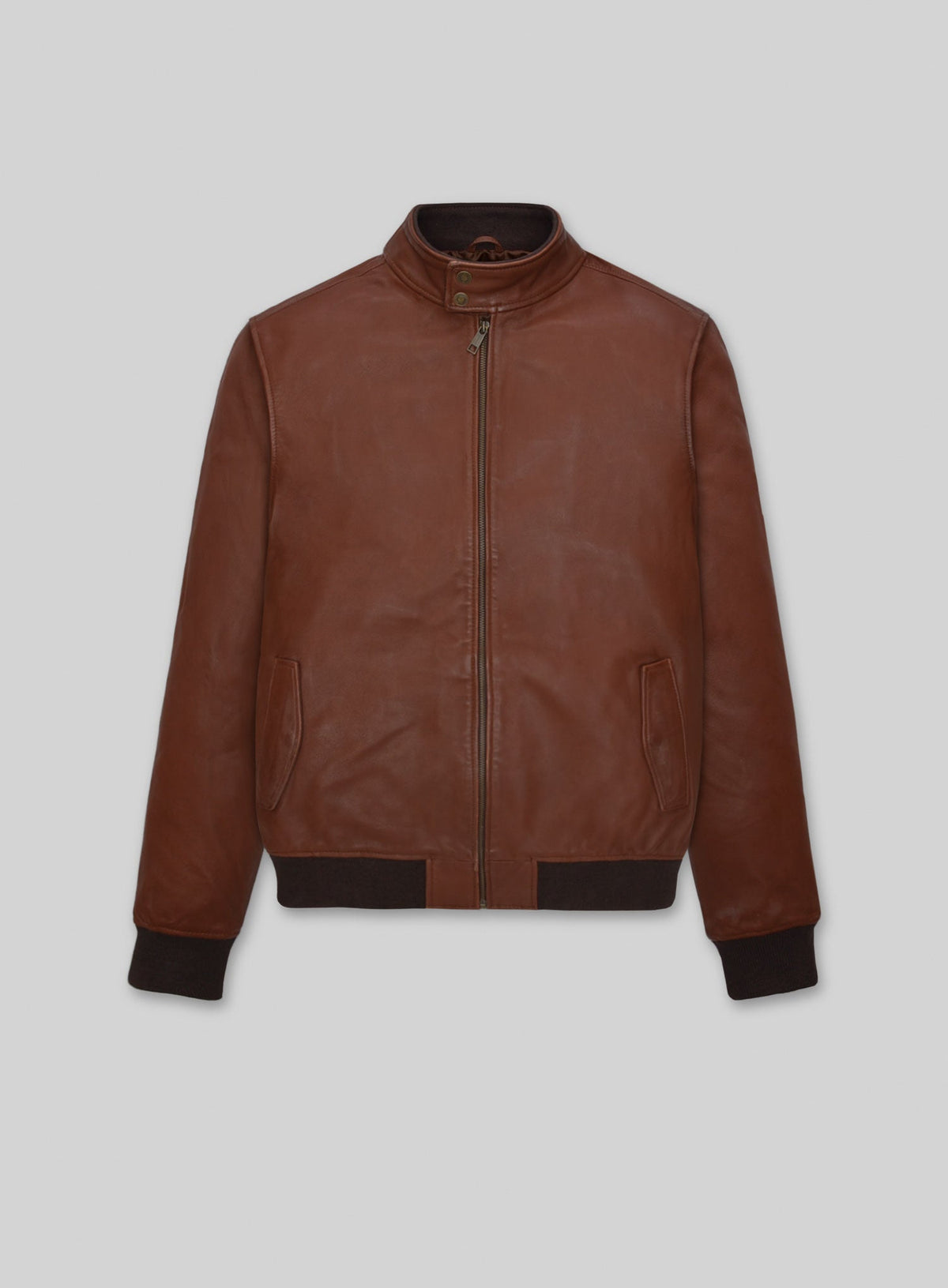 Boyd Holbrook Narcos Brown Bomber Leather Jacket – front view
