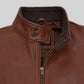 Boyd Holbrook Narcos Brown Bomber Leather Jacket – close-up detail of leather and stitching