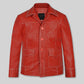 Brad Pitt Fight Club Red Leather Jacket – front view