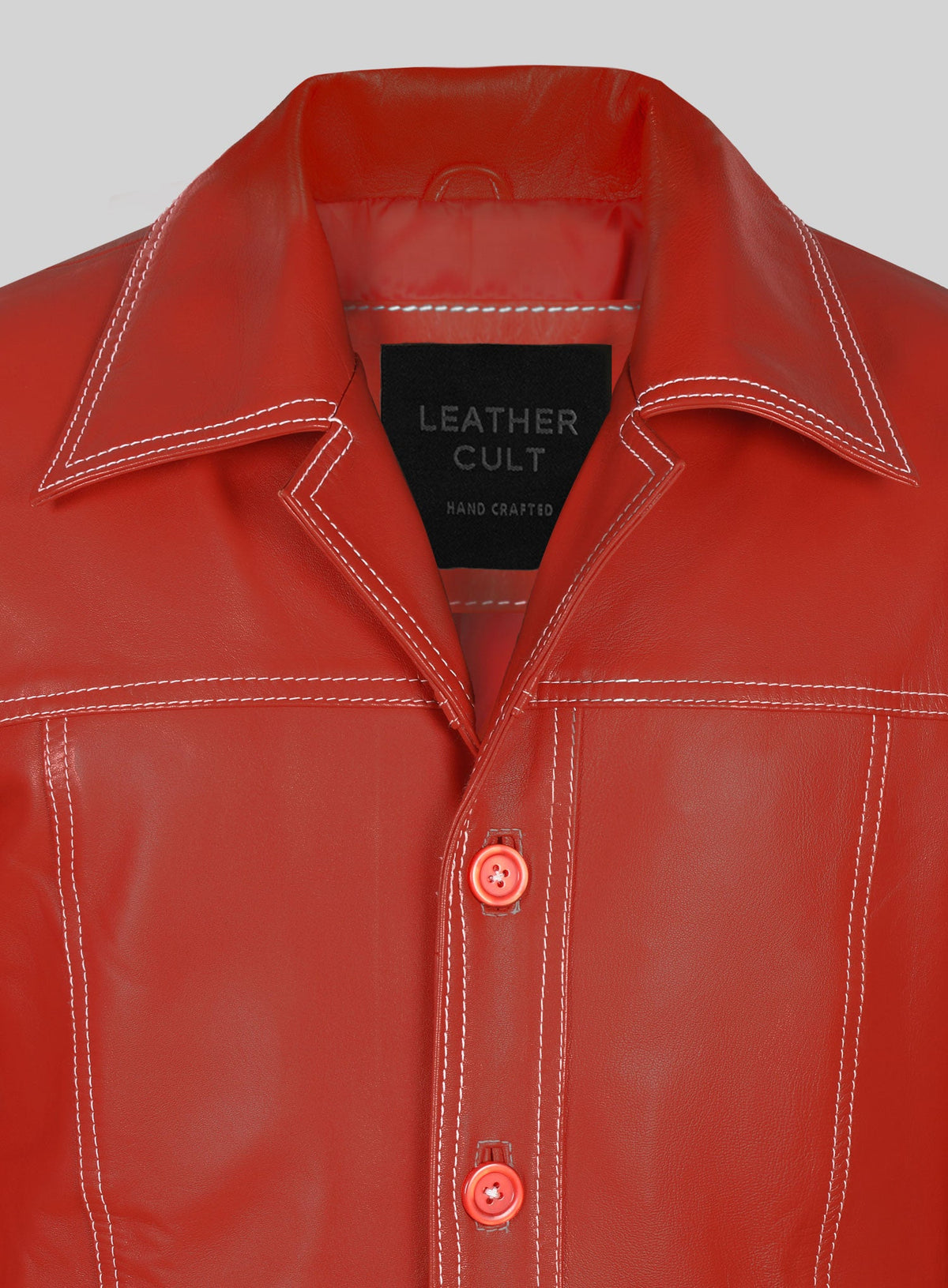 Brad Pitt Fight Club Red Leather Jacket – close-up and worn views