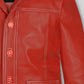 Brad Pitt Fight Club Red Leather Jacket – close-up detail of front closure, pocket and leather stitching