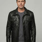 Brad Pitt Friends Season 8 Black Leather Jacket – worn on model