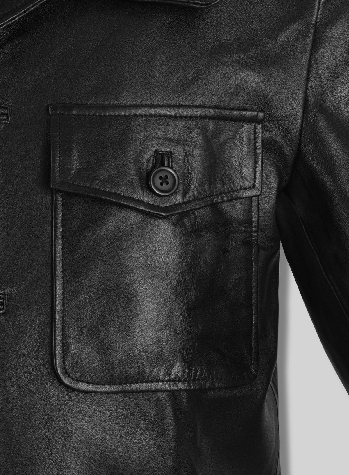 Brad Pitt Friends Season 8 Black Leather Jacket – close-up detail