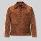 Brad Pitt The Adventures of Cliff Booth Brown Leather Jacket – front view