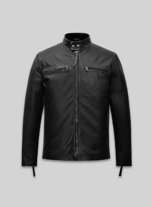 Bradley Cooper Burnt Black Leather Jacket – front view