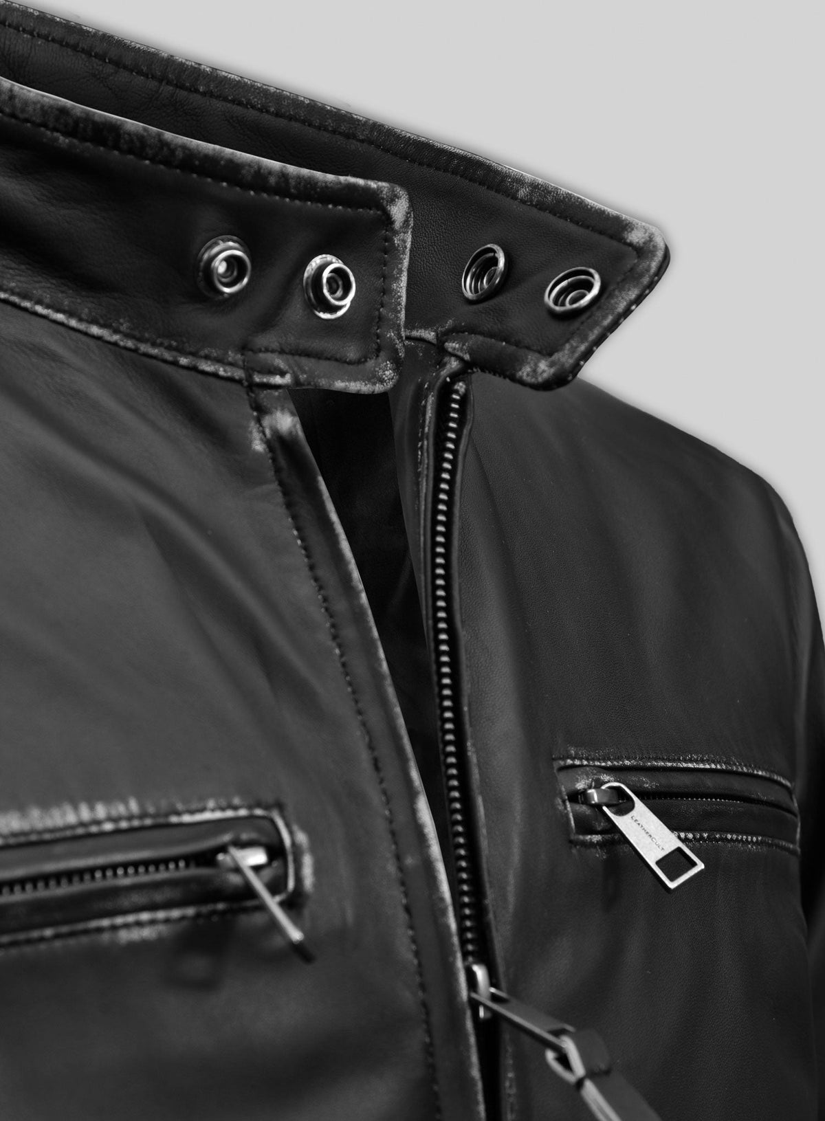 Bradley Cooper Burnt Black Leather Jacket – close-up and worn views