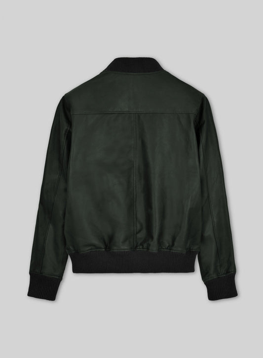 Bradley Cooper Green Bomber Leather Jacket – back view