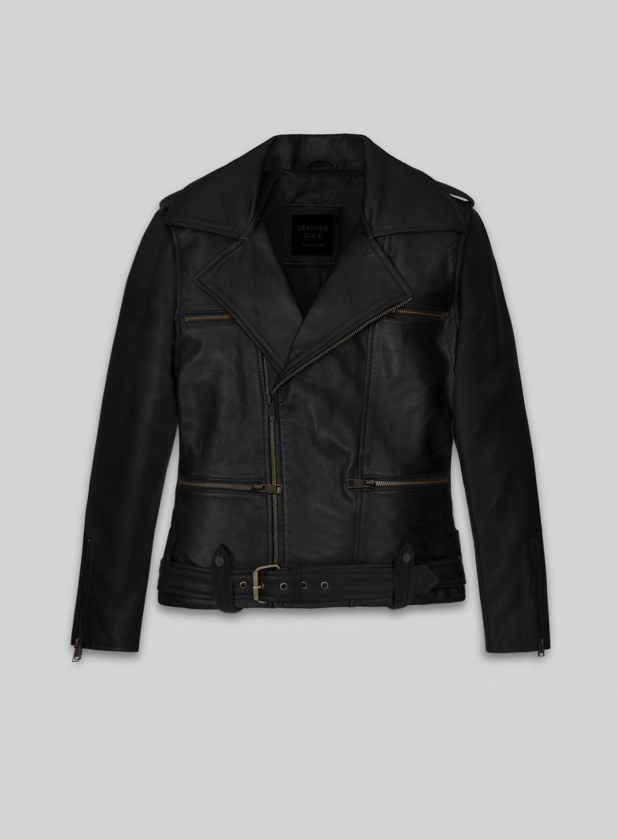 Brie Larson Captain Marvel Black Leather Jacket – front view